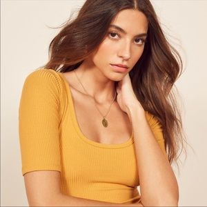 Reformation Delia Top in Sunflower, M